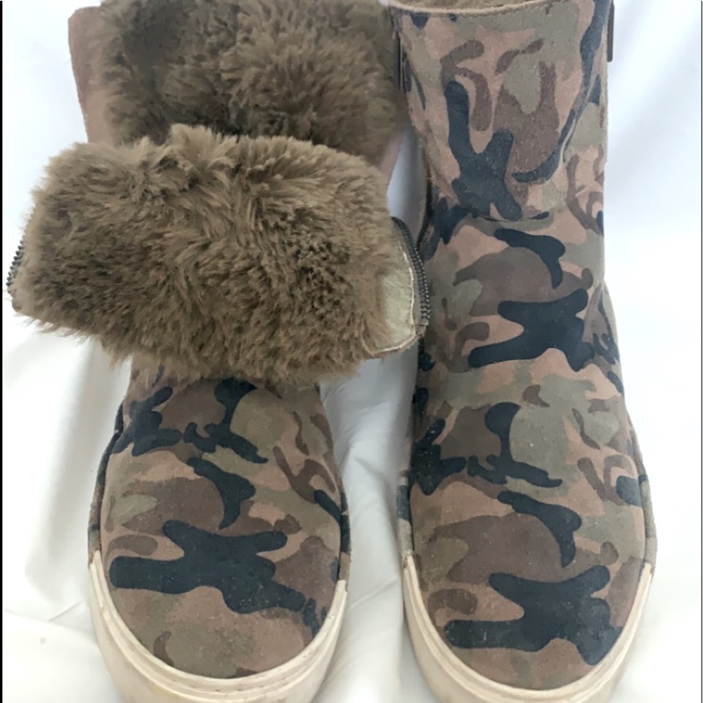 J/Slides Victory Camouflage Platform Suede Zip Si… - image 4